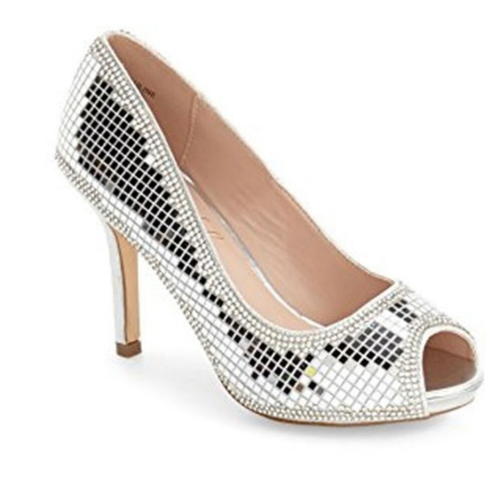 Lauren Lorraine Pauline Peep Toe Mirror Rinestone